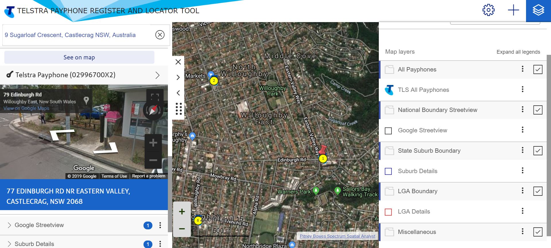 Spectrum Spatial Telstra Public Payphone Finder